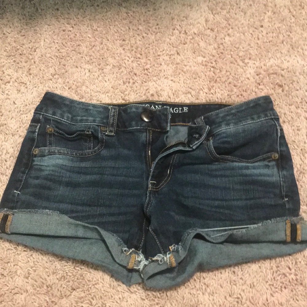 american eagle dark wash jean shorts